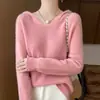 Cárdigan de Punto con Capucha Listo para Usar de una Sola Pieza para Mujer Estilo Coreano Holgado Casual Prendas de Punto Exterior Top de Punto