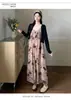 Conjunto de Duas Peças Xmf Maternidade [Rosa Deserto] Estilo Francês Elegante Vestido de Alça Delicada para Mulheres, Vestido Solto e Emagrecedor