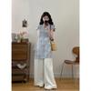 Talla Grande Verano para Mujer Gordita mm Adelgazante Look Nuevo Chinoiserie Cheongsam Mejorado Top con Abertura Pantalones de Pierna Ancha Conjunto de Dos Piezas