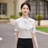 Camisa Interior con Lazo Rosa Camisa Profesional Camisa de Satén Traje Mujer Verano Manga Corta Fabricante Nuevo Ropa de Trabajo