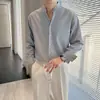 Taobao comércio exterior atacado estilo leve maduro gola alta masculina manga longa solta camisa masculina fashionável Preta