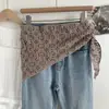 Lenço Triangular Geométrico Floral de Renda em Camadas Estilo Coreano, Cinto de Cintura, Cobre o Corpo, Emagrecimento, Moda para Mulheres