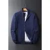 Venda Quente Transfronteiriça Jaqueta para Meia-idade e Idosos Roupa Masculina Jaqueta Casual de Negócios com Gola Vertical Outono Fina Jaqueta Masculina Plus Size