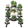Soporte para Flores para Sala de Estar, de Pie, Móvil con Ruedas, Soporte Multifuncional de Hierro Forjado para Plantas Verdes, Soporte para Flores de Balcón