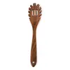 Espátula Pequeña de Madera de Acacia, Espátula de Madera para Sartén Antiadherente, Cuchara Sopera de Madera con Mango Largo, Cuchara Pequeña de Madera para Arroz, Juego de Espumadera para Fideos de Madera de Teca