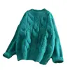 Suéter feminino novo e moderno para outono e inverno com gola redonda, estilo solto e casual, top de tricô trançado, malha de base