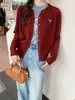 Cardigã de Tricô Feminino Roupa Externa Primavera e Outono Novo Estilo Jaqueta Bordada com Laço Estilo Preguiçoso Suéter Top de Inverno