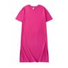 2026Treze CoresAlgodão Puro Cor Sólida Vestido de Verão com Fenda, Moda Solta Vestido Longo, Vestido Camiseta de Manga Curta