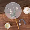 Leque Redondo Bordado Dupla Face Estilo Antigo, Leque Redondo Bordado com Oito Pétalas de Peônia, Tema de Fada, Especificamente para Hanfu, Leque de Dança Versátil, Estilo Chinês