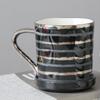 Taza de cerámica moderna y sencilla con rayas doradas y plateadas para oficina, hogar, té con aroma a leche y agua con tapa.
