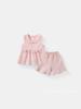 Conjunto de Chaleco para Niñas con Lindo Moño, Top Casual + Shorts con Volantes, Algodón Crepé Puro Lindo y a la Moda