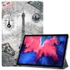 Para Lenovo Tab P11 J606F funda protectora plana funda de cuero con pintura de color de tres pliegues funda dura anticaída