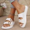 Sapatos Femininos Tamanho Grande Transfronteiriços Novo Solado Grosso Sandálias Fivela Dupla Mulheres Retrô Fivela de Cinto Sandálias Moda Salto Baixo Romanas Praia
