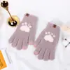 Luvas Quentes de Desenho Animado Estilo Coreano com Patas de Urso para Exterior à Prova de Frio Luvas de Pelúcia com Tela Sensível ao Toque Luvas de Tricô Espessas de Lã Imitação de Visom
