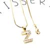 Collar con colgante de 26 letras en inglés para mujer, conjunto de cobre, colgante de circonita, cadena corta para clavícula LM