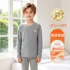 Conjunto infantil de roupa íntima térmica quente personalizável, conjunto de outono com top e calça quentinhos de veludo dupla face sem costura para meninos, roupa de casa para meninos