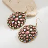 Pendientes de Turquesa de Estilo Étnico Occidental de Nuevo Estilo Transfronterizos, Pendientes Ovalados de Turquesa Personalizados con Incrustaciones de Diamantes Retro Creativos