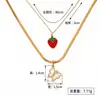 Collar de Frutas Frescas Estilo Veraniego Fresa Cereza para Mujer Mariposa Flores Pequeñas Cadena para Clavícula de Acero Inoxidable