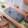 Bandeja de té de piedra negra y dorada, bandeja de té para oficina, mesa de té con juego de té incorporado, juego de té Kung Fu, bandeja de té con sistema de drenaje, juego de té completo