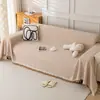 Funda de sofá de cobertura total estilo crema, manta de gasa de algodón para acampar, funda de cojín de sofá, funda protectora de sofá de cobertura total universal para todas las estaciones