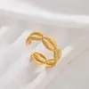 Anel de Aço Inoxidável Exagerado com Tema de Conchas e Estrelas do Mar, Estilo Europeu e Americano, para Mulheres, que Não Desbota, Joia de Ouro 18K