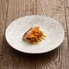 Plato Llano de Cerámica Esmaltada Gris y Blanco Impreso de Fábrica Plato para Filete Estilo Occidental de Restaurante Plato Redondo de 11 Pulgadas Plato de Servicio Plato de Gama Alta