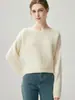 Inverno 2026 Novo Tricô de Caxemira One-Shoulder Manga Longa Listras Horizontais Cor Sólida Solto Morcego Suéter Feminino