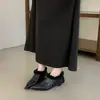 Primer Encuentro Temporada Zapatos Mocasines de Tacón Grueso Puntiagudos Forrados de Felpa para Mujer 2026 Nuevos Mocasines Retro Otoño Invierno Zapatos Peludos Zapatos de Algodón
