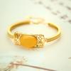 Pulsera de cera de abeja chapada en oro de plata esterlina S925 simple abierta moda retro filiforme hermosa atmósfera temperamento
