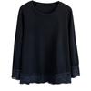 Camiseta de Manga Larga con Retazos de Encaje Estilo Otoño Nuevo para Mujer Gordita Talla Grande Camiseta Básica para Mujer 7922