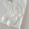 Calcetines Cortos Versátiles de Malla con Lazo de Encaje Blanco para Mujer de Primavera y Verano, Calcetines Blancos Finos sin Costuras para Verano