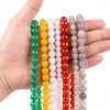 Cuentas redondas de ágata natural, hilo largo de cuentas sueltas para collares, joyería de jade, pulseras de una sola cuenta para DIY y productos semiacabados para venta al por mayor