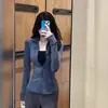 Conjunto de Roupa de Yoga com Gola Alta Personalizado para Mulheres Verão Esportes Proteção Solar Roupa Primavera Outono Slim Fit Valoriza Roupa Externa Saia Conjunto de Duas Peças