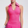 Colete Esportivo Transfronteiriço para Mulheres, Roupa de Tênis, Sem Mangas com Bojos, Decote em V, Gola Reversível, Top de Corrida Fitness Justo de Secagem Rápida