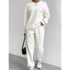 Outono e Inverno 2025 Roupas Europeias e Americanas Transfronteiriças Nova Moda Tricotado Jacquard Pulôver Jaqueta Calças Casual Conjunto de Duas Peças