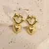 Pendientes Dorados en Forma de Corazón Estilo Europeo y Americano, Pendientes de Botón de Alta Gama para Mujer, Pendientes de Acero Inoxidable de Lujo Ligero, Personalización Profesional de Joyería