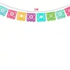 Dia dos Mortos Mexicano Bandeira Decorativa Pinata Festa Banner Feltro Colorido Quadrado Oco Bandeira de Puxar