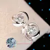 Aretes de flor de amor giratorios Runxin aretes de flor de personalidad simple aretes de rosa con circonita de amor de temperamento de moda