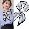 Bufanda Larga Pequeña de Seda para Mujer Verano Cuello Elegante Moda Corbata Cinta para el Cabello Bolsa Diadema Combinación Camisa Cinturón de Cuello Cinturón
