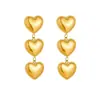 Accesorios con Forma de Corazón Dorados Brillantes Pendientes Largos Colgantes Joyería de Acero Inoxidable Pendientes Pendientes de Borla Estilo Largo