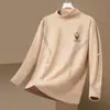 Camiseta térmica de base para hombre de otoño e invierno, camiseta de manga larga, top de otoño de cuello semi-alto, ropa de marca moderna para hombre de alta calidad