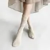 Calcetines blancos finos de color liso con borde de encaje hasta la mitad de la pantorrilla para mujer, calcetines de verano, calcetines largos negros