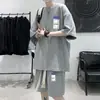 Conjunto Esportivo Casual de Waffle para Meninos Verão Solto Tamanho Grande Moderno Bonito Manga Curta Shorts Conjunto de Duas Peças Vestuário Masculino
