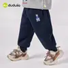 Moletom de AlgodãoCalça Infantil Dudu Outono e Inverno Forrada com Fleece Grossa Quente para Meninos e Meninas Calça de Moletom Esportiva Infantil