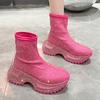 Meias Botas Elásticas Versáteis de Aumento de Altura e Emagrecimento Estilo Europeu e Americano Tamanho Plus Size Totalmente Cravejadas Botas com Solas Grossas e Botas Versáteis