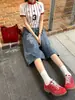 Jeans vintage lavados de pierna ancha talla plus para mujer, nuevo estilo verano 2026, tiro alto, corte holgado, adelgazantes, pantalones cropped de pierna recta para mujeres talla plus