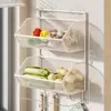 Prateleira de armazenamento para cozinha, montada na parede, sem necessidade de furar, multifuncional, cesta de armazenamento de grande capacidade para cebola, gengibre e alho, prateleira dupla de pendurar, prateleira para vegetais e temperos