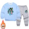 Conjunto de Duas Peças Calça Suéter de Algodão Puro para Crianças Pequenas e Médias Outono e Inverno Novo Meninos Bonitos Caxemira Espessada e Veludo Terno