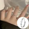 Anel Fino de Diamante para Mulheres, Estilo Japonês e K, Círculo Fino de Nicho, Pequeno Anel de Diamante, Abertura Exquisita, Anel Aberto de Ouro Empilhável