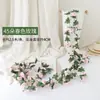 Decoração de Parede de Rattan com Rosa Simulada Flor de Seda 45 Flores Decoração Flor de Cerejeira Rattan Flor Falsa Teto Planta Simulada Flor Trepadeira